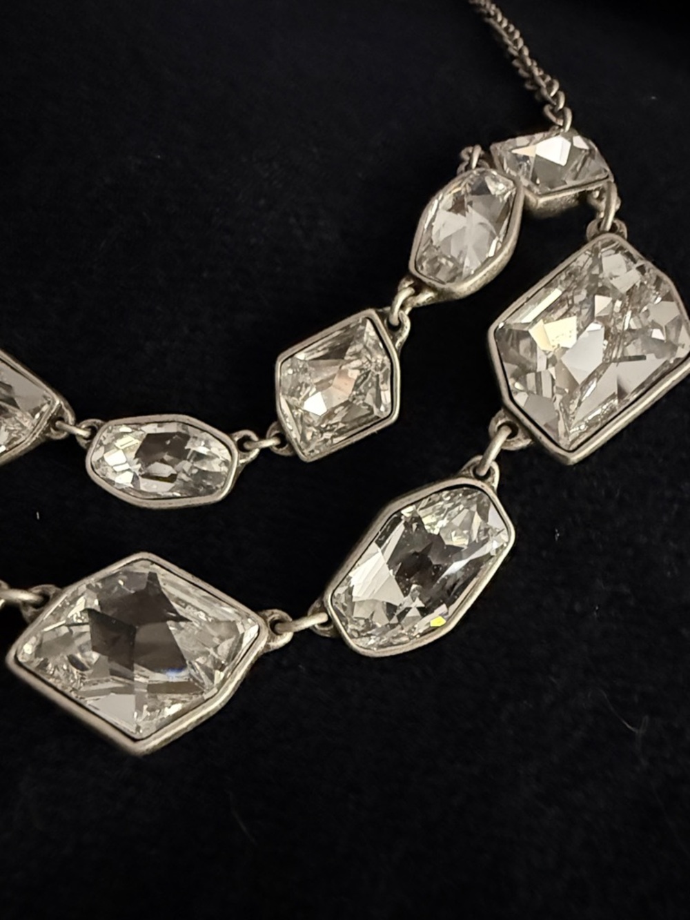 Touchstone Crystal Silver Clear Multi-Shaped Crystal Necklace - Picture 3 of 5